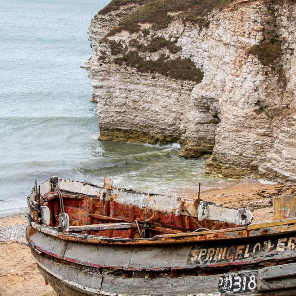 North Landing boat on cliff edge