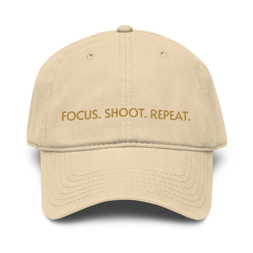 Focus. Shoot. Repeat. garment washed baseball cap