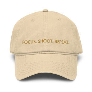 Focus. Shoot. Repeat. garment washed baseball cap